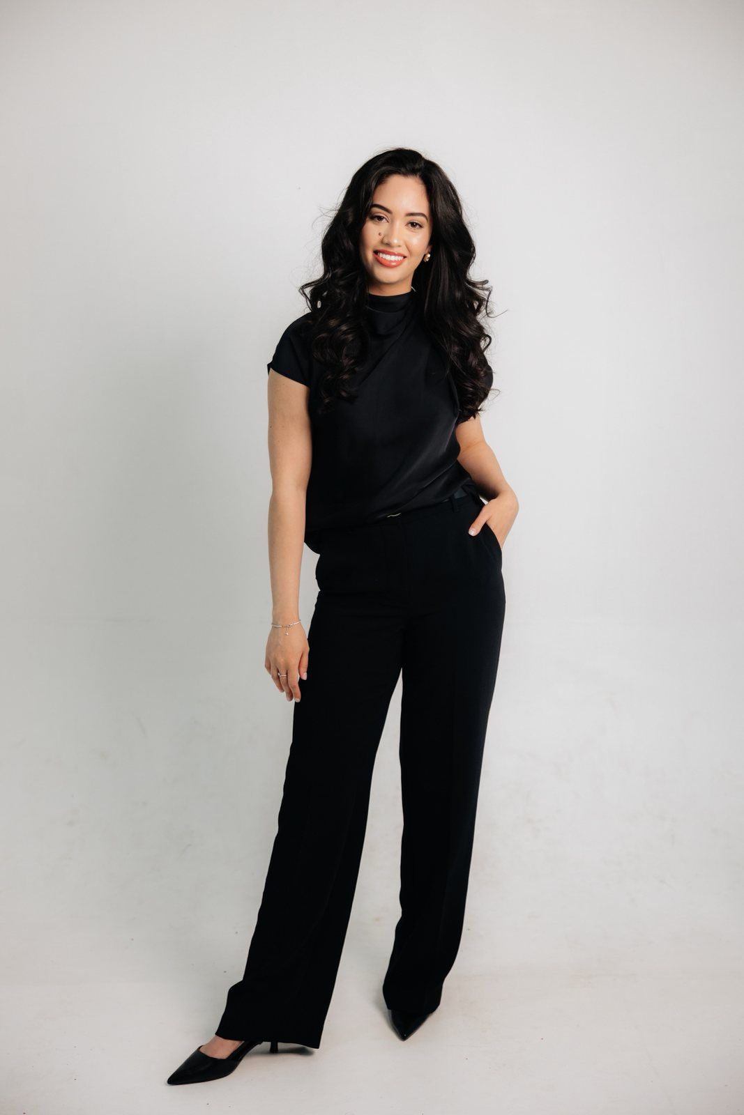 Full-length photo of Debbie Cadle dressed in black